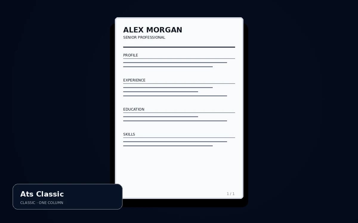 ATS Classic live resume template preview