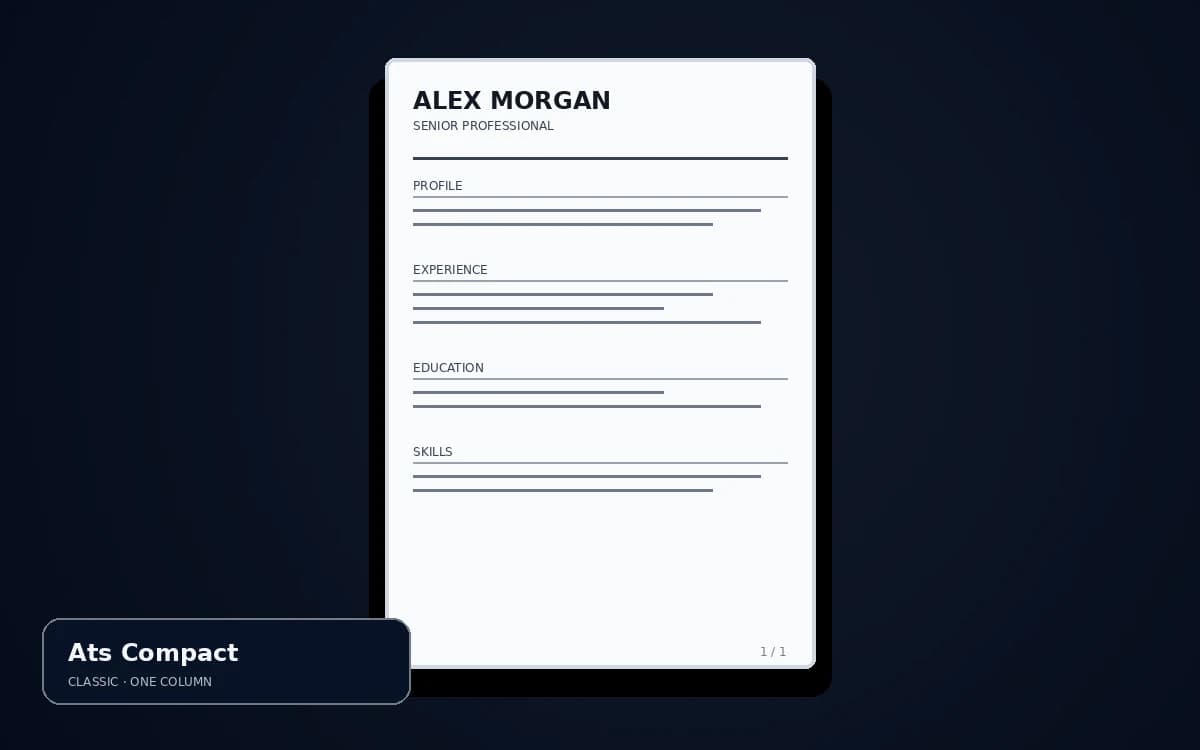 ATS Compact live resume template preview