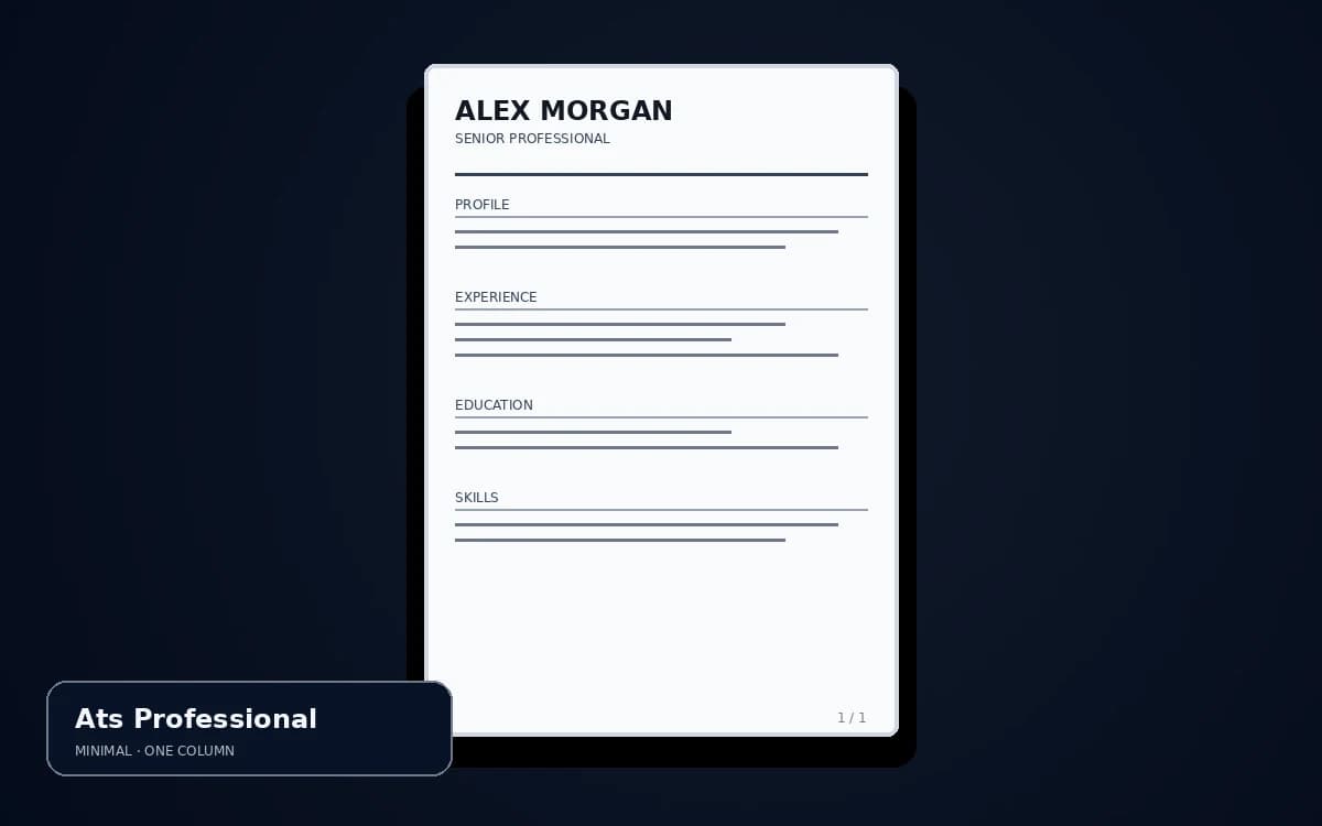 ATS Professional live resume template preview