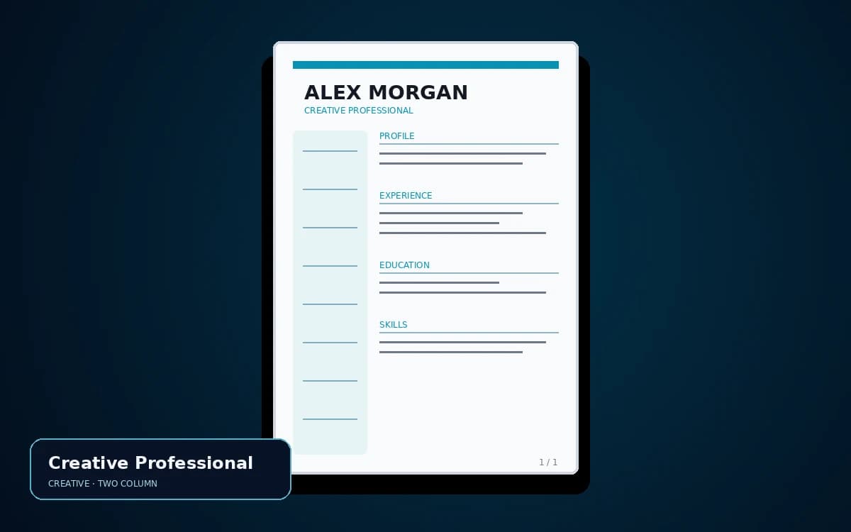 Creative Professional live resume template preview