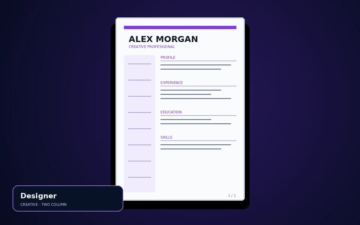 Designer live resume template preview