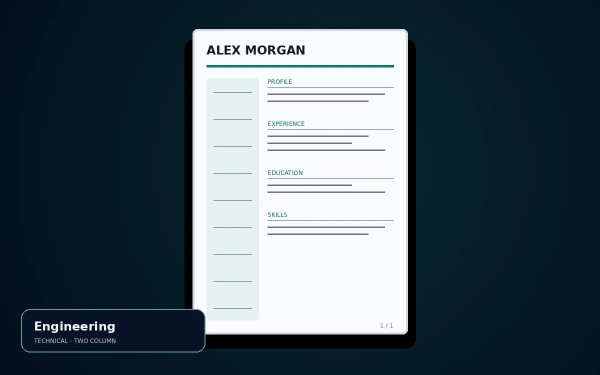 Engineering live resume template preview