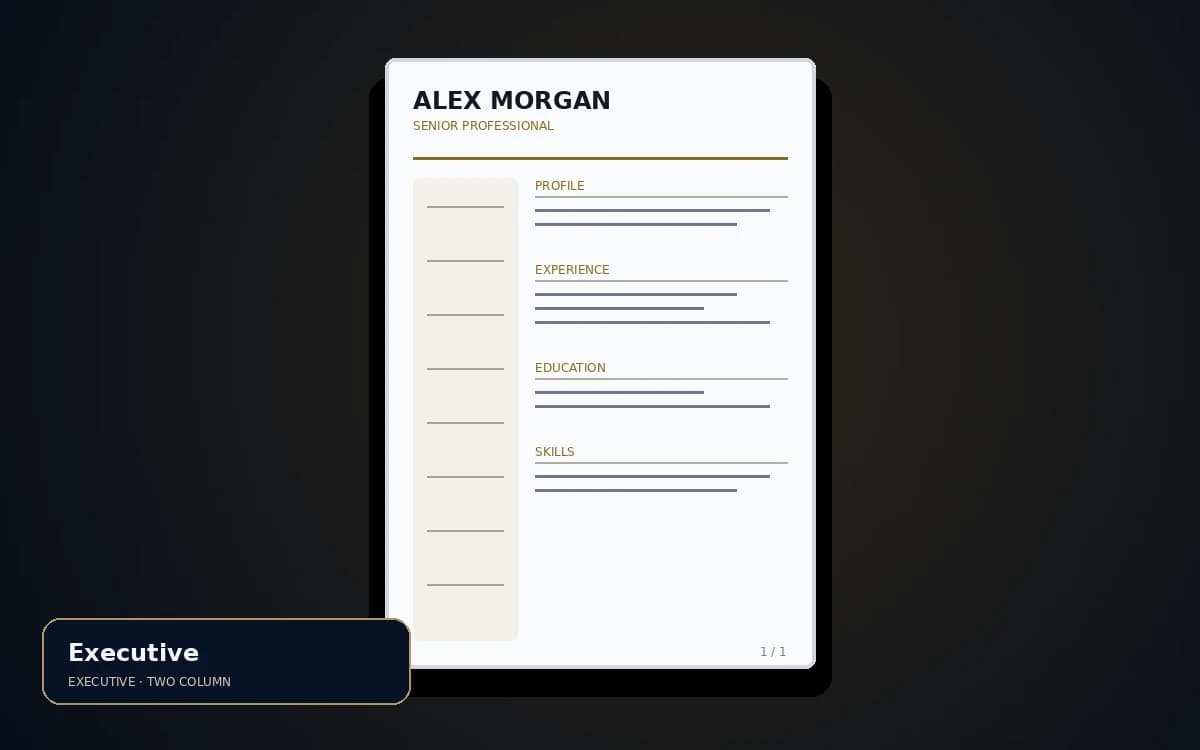 Executive live resume template preview