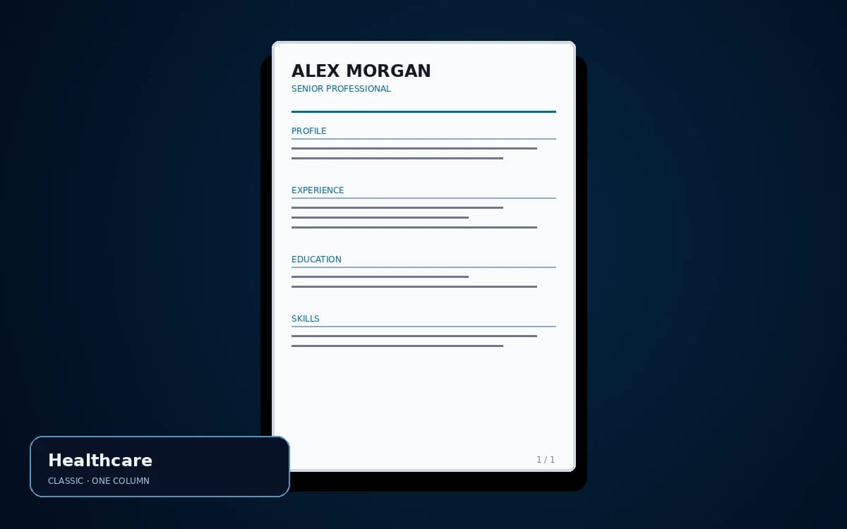 Healthcare live resume template preview