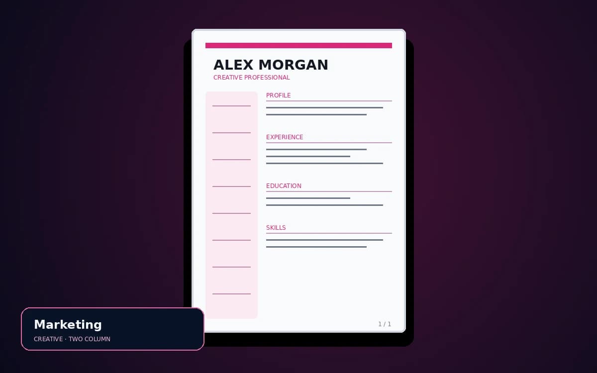 Marketing live resume template preview