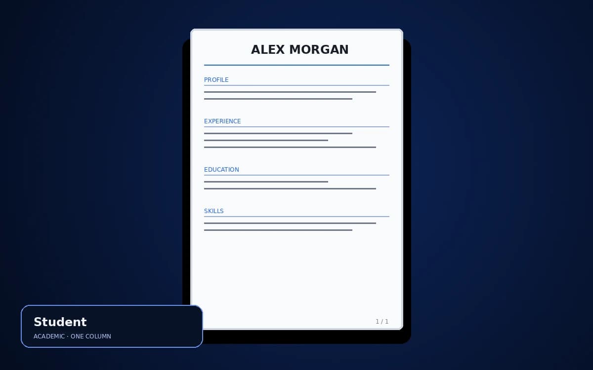 Student live resume template preview