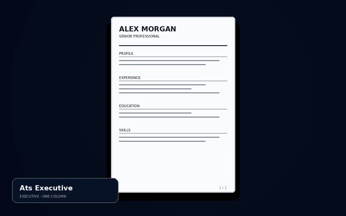 ATS Executive live resume template preview