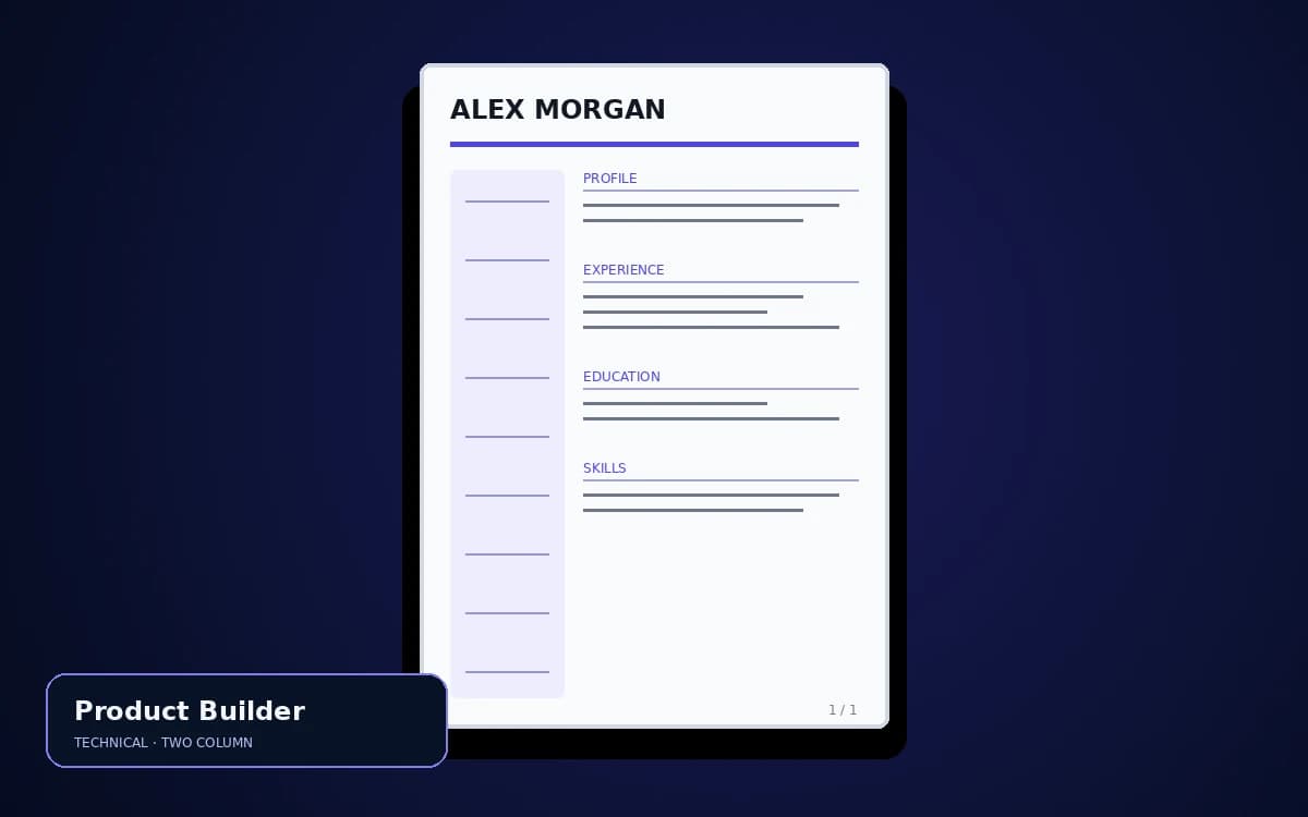 Product Builder live resume template preview