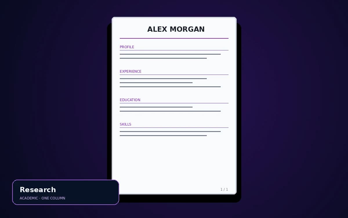 Research live resume template preview