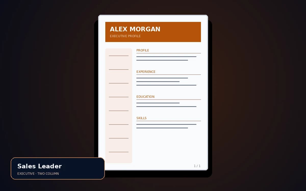 Sales Leader live resume template preview