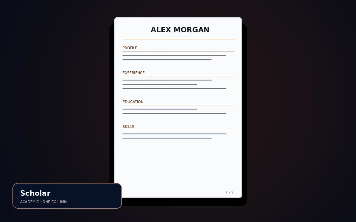 Scholar live resume template preview